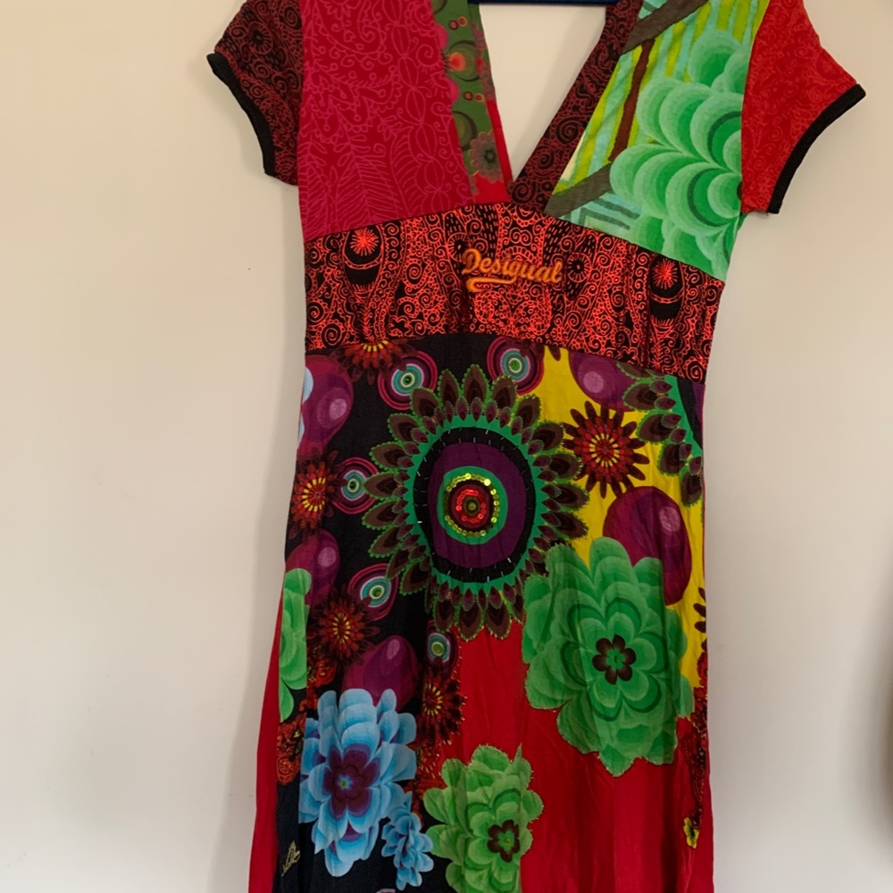 Desigual Red and Green Dress - Picture 9 of 12